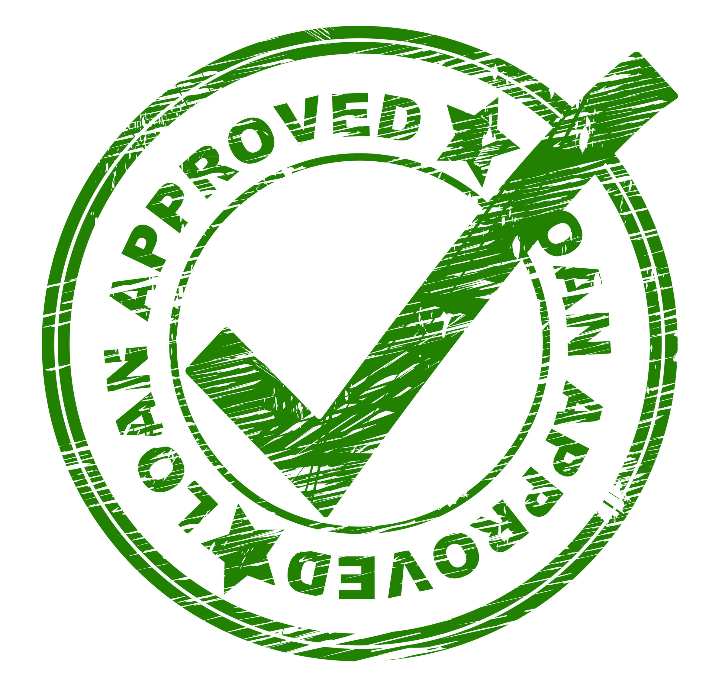Loan Approved stamp with a green check mark.
