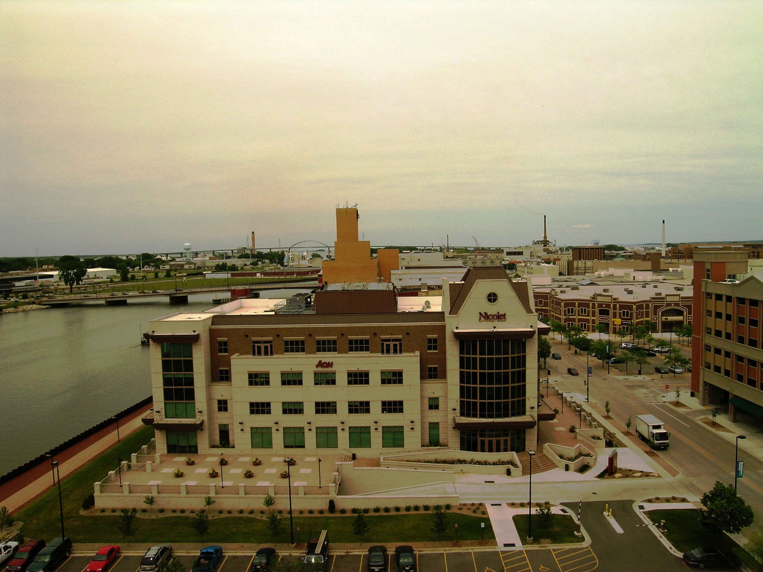 Aerial image of the Bay Project in the city of Green Bay.