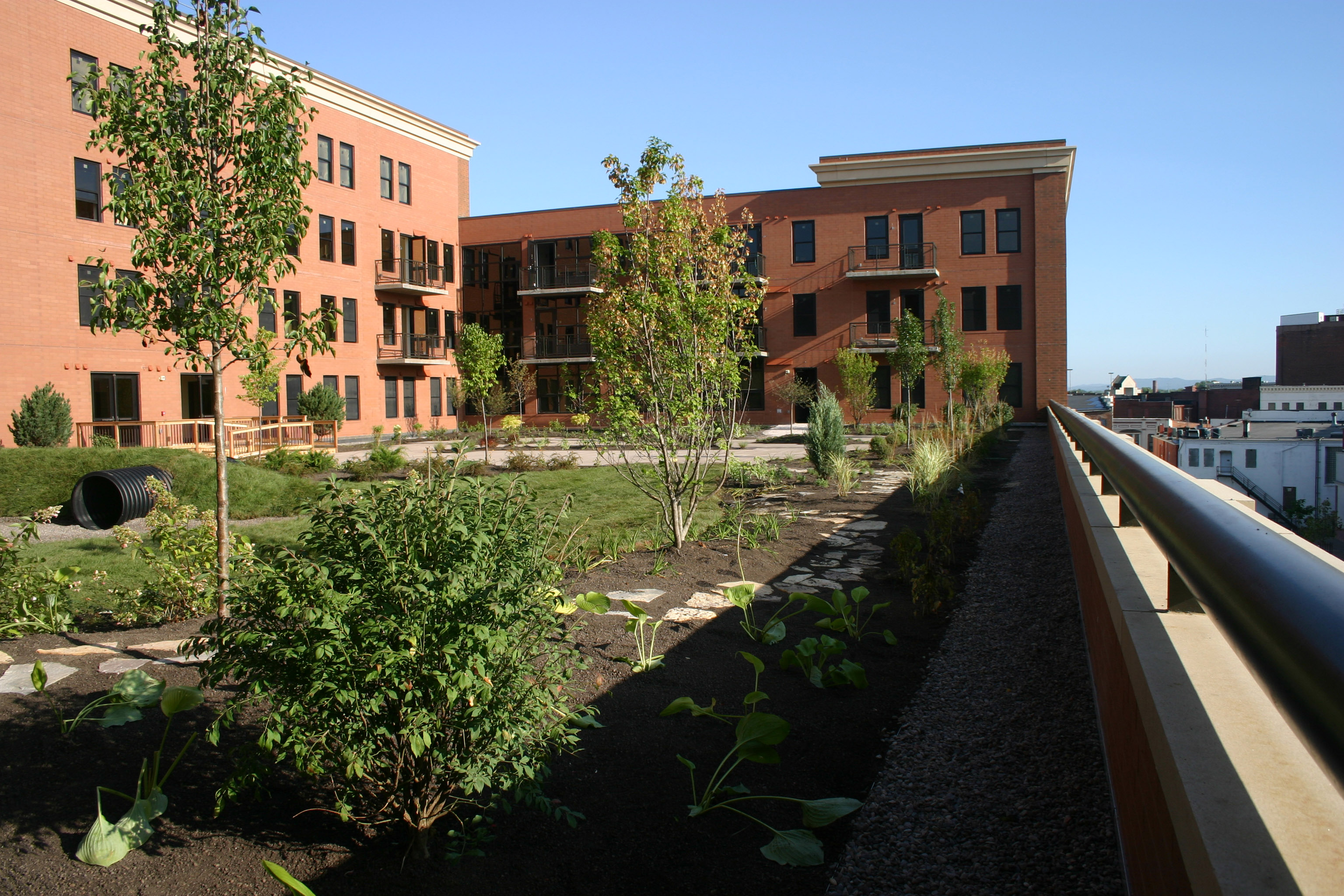 Rooftop garden of the Grand River station in the city of La Crosse