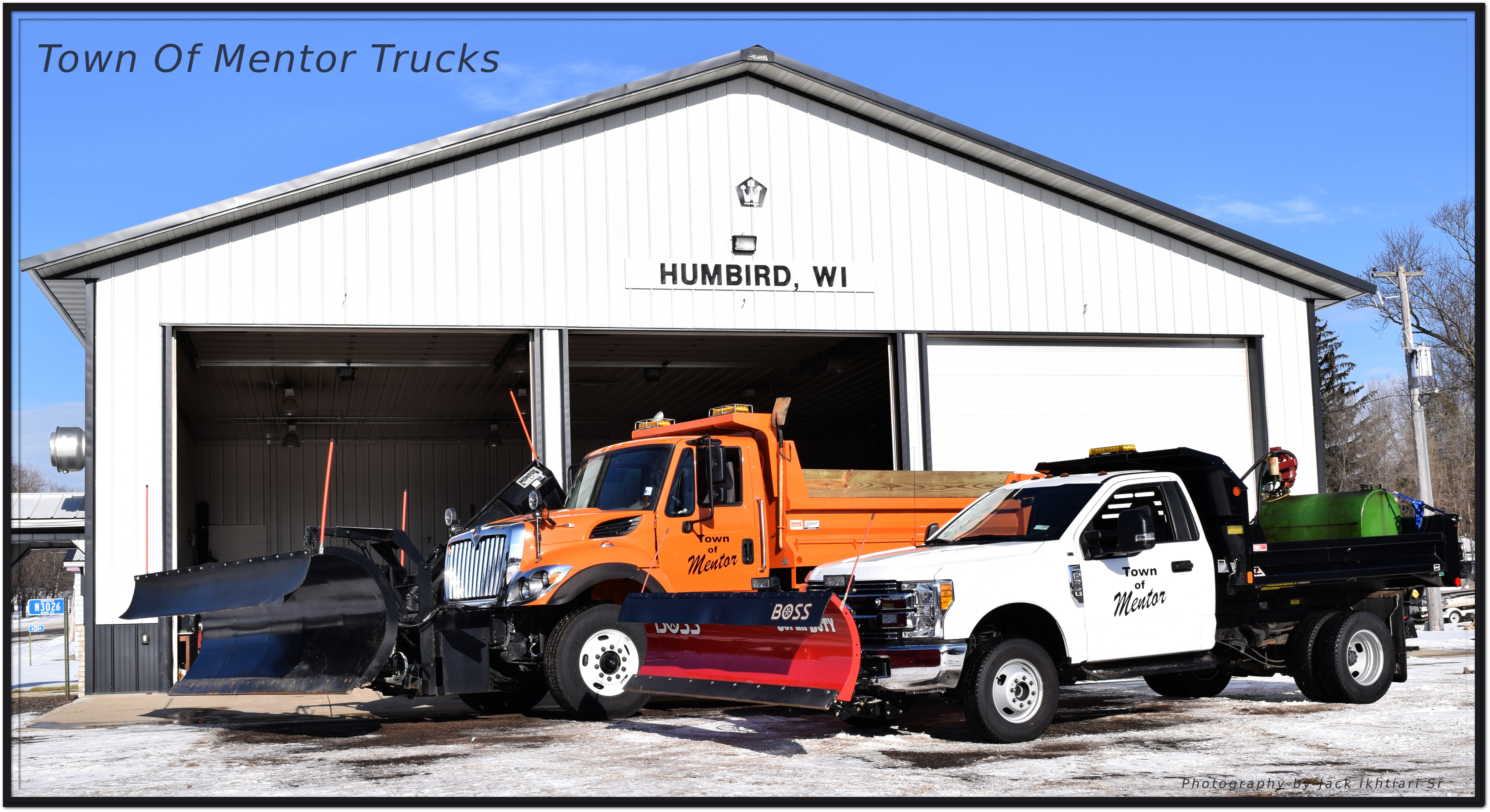 Two plow trucks in the Town of Mentor Humbird WI