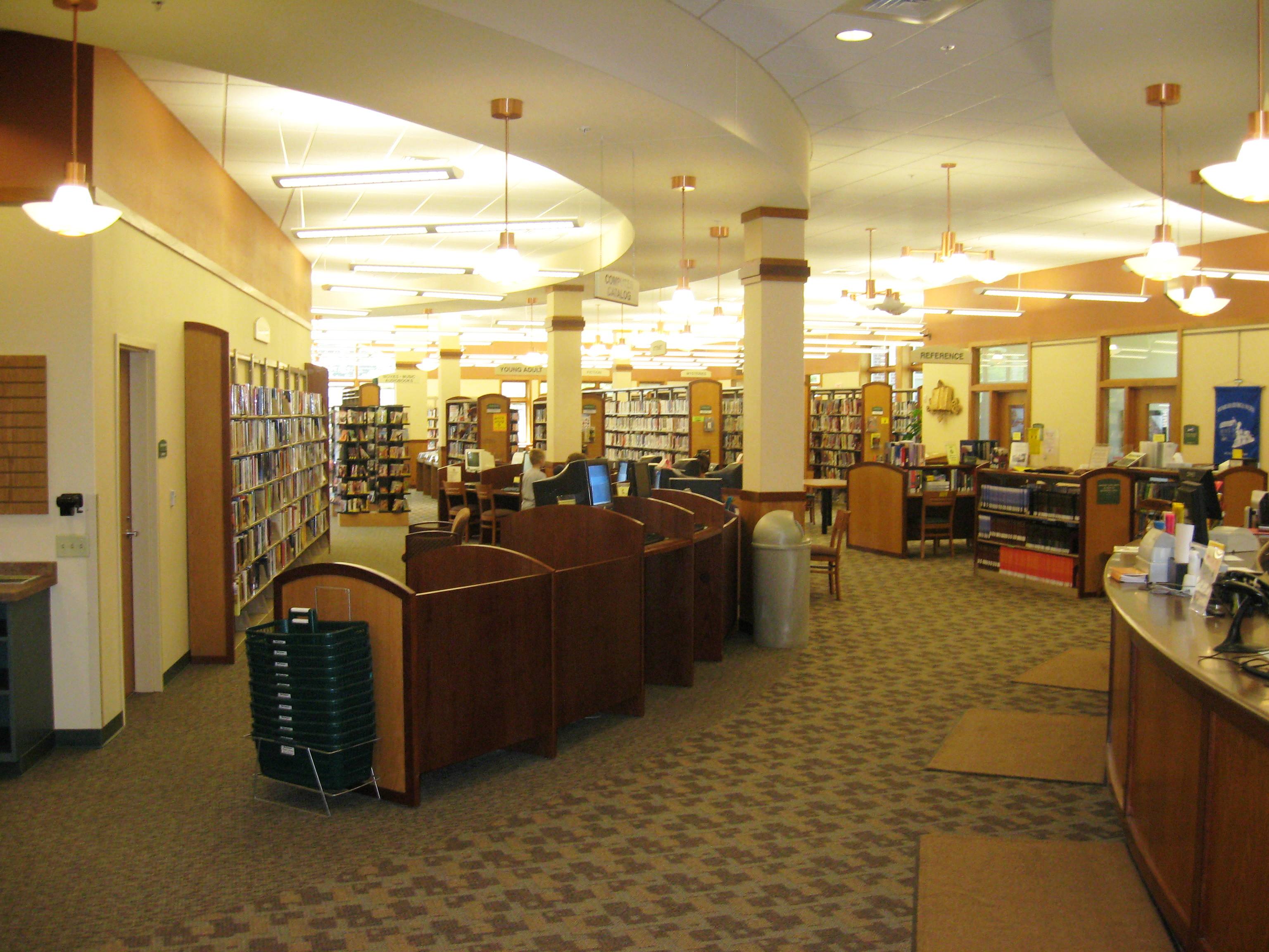 Inside view of the curved entrance of the public library in the city of Mc Farland