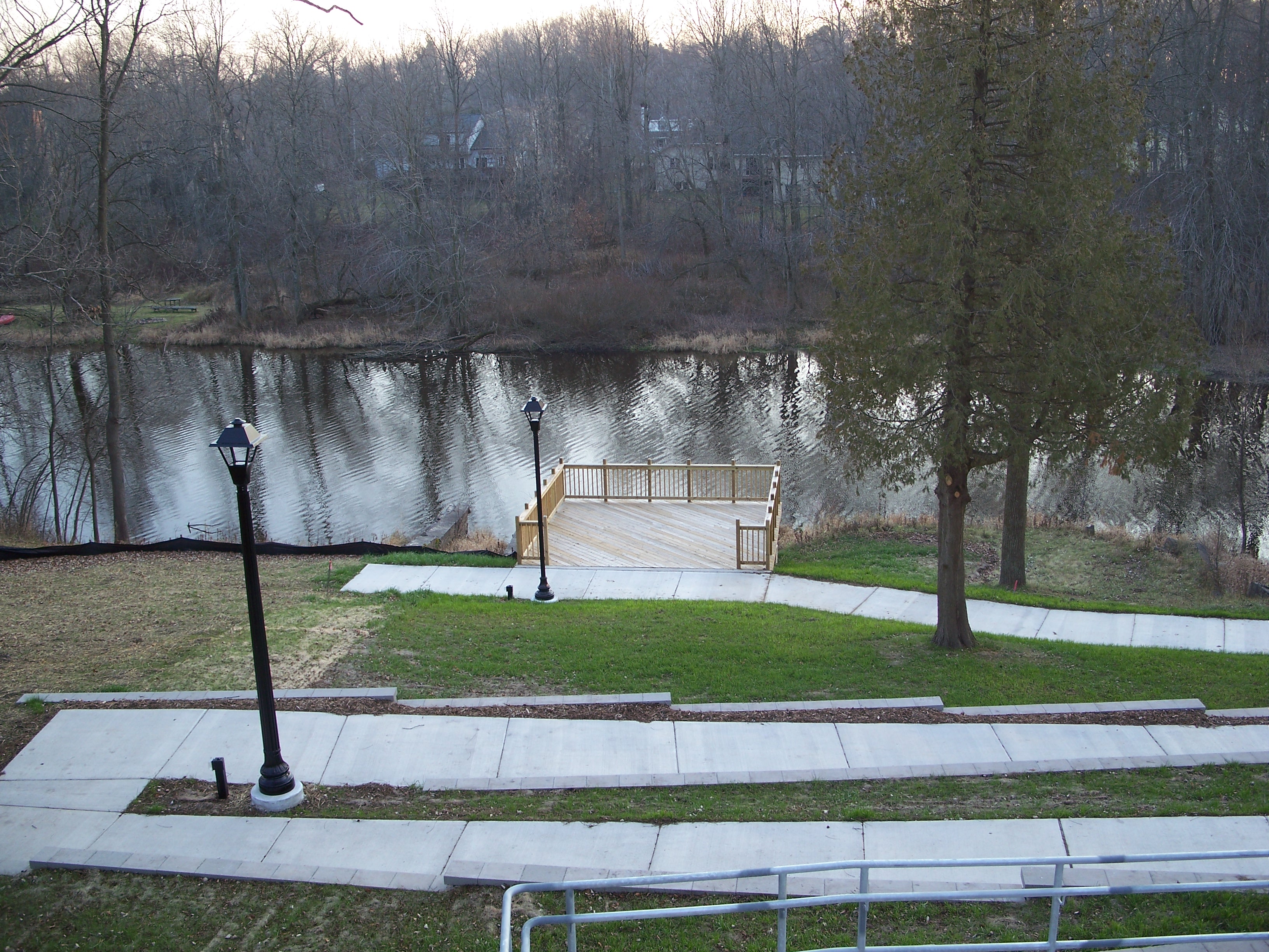Village of Mishicot handicap ramp overlooking the viewing platform on the river.